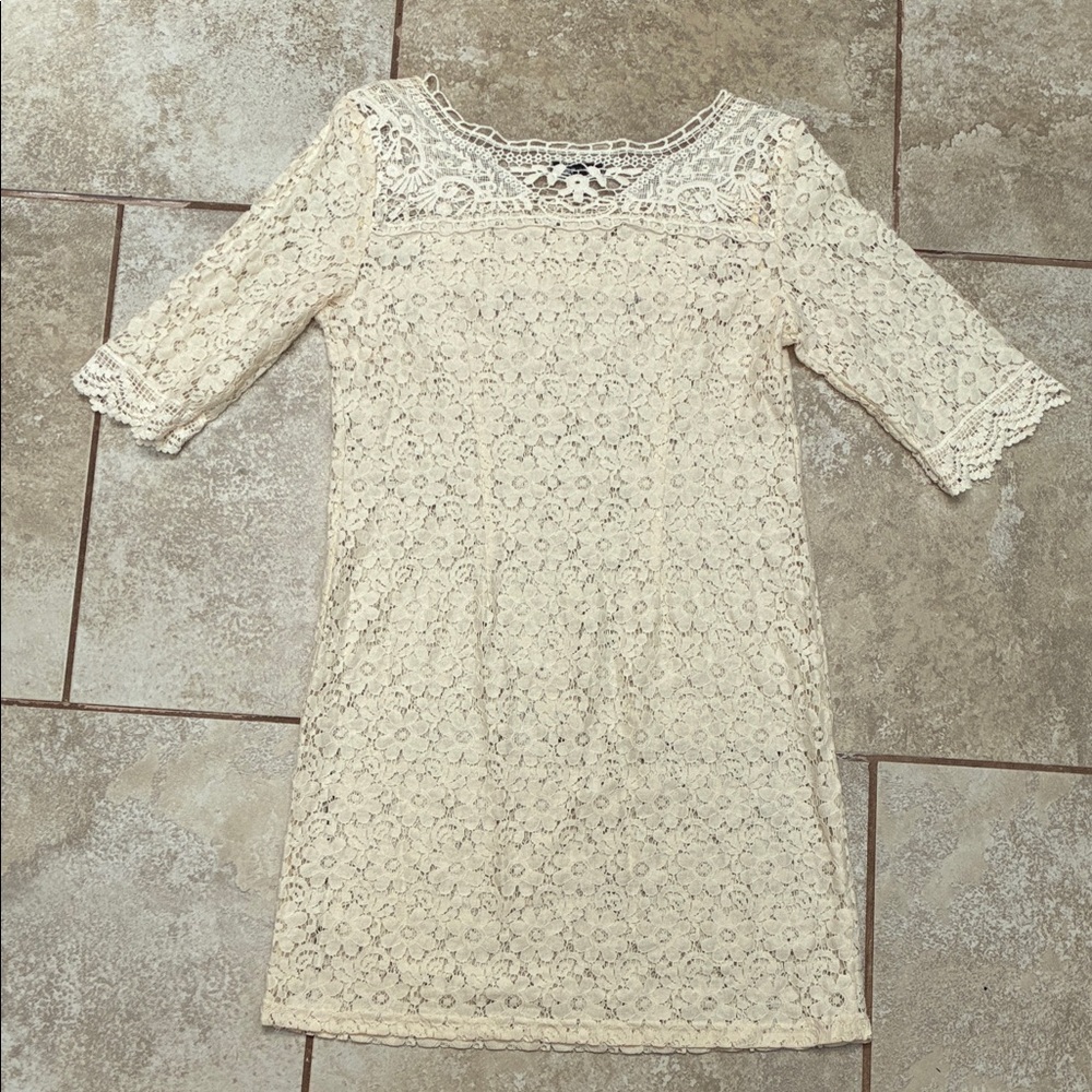 Spense Ivory Crochet Lace Midi Dress - Picture 5 of 7